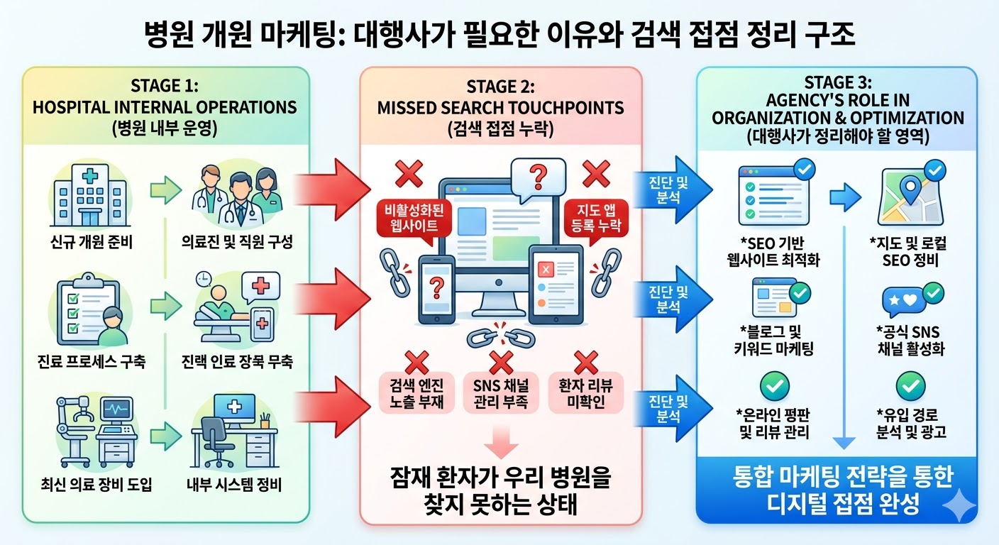 병원 마케팅 대행사가 필요한 이유와 검색 접점 정리 구조